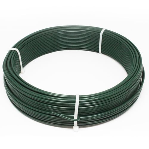 Linxor - Fil de Tension en Acier galvanisé plastifié pour Grillage ou Autre - 50 m x 2.4mm Ø - Vert
