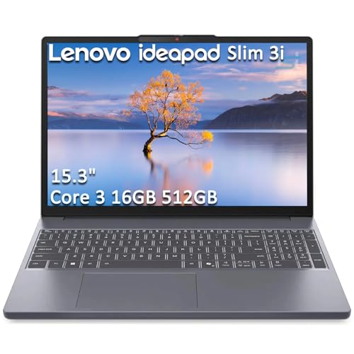 Image of Lenovo IdeaPad Slim 3i Laptop (15.3 inch FHD+,16GB DDR5 RAM, 512GB SSD, Intel Core 3 100U (> i5-1235U)) for Business, Home, 1080p IR Webcam, Backlit KB, 17-Hr Long Battery Life, Wi-Fi 6, Win 11 Home