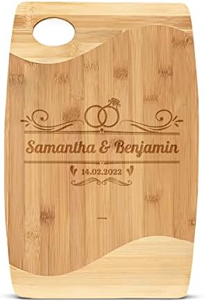 wowcugi Personalized Cutting Board for Couple Bamboo Wood Engraved Chopping Board Christmas Housewarming We…
