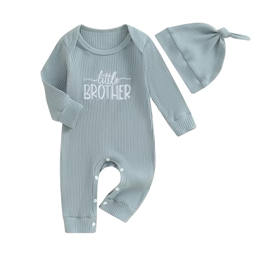 Image of MERSARIPHY Newborn Boy Outfits Going Home From Hospital Romper New To The Crew Little Brother Baby One Piece Jumpsuit Clothes