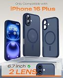 TOCOL Etui do iPhone'a 16 Plus, Kompatybilne z MagSafe, Wbudowany Pierścień Magnetyczny, Zintegrowana Ochrona Aparatu, Odporne na Uderzenia, Matowe Magnetyczne Etui, Niebieski