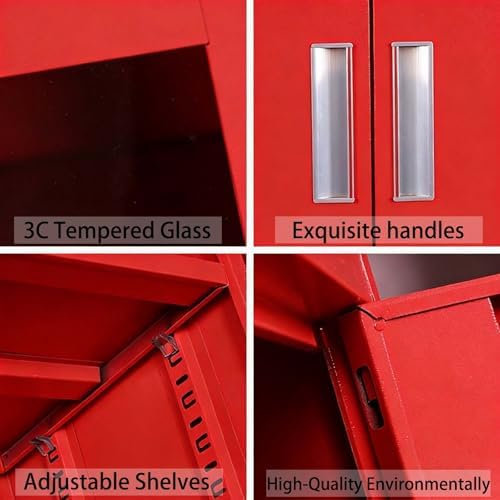 Fire Safety Cabinet with Adjustable Shelves - Lockable Steel Storage for Gas Stations & Schools, 3C Tempered Glass Door, 1200mm x 900mm x 400mm, Durable Fireproof Solution