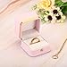 PATIKIL Velvet Ring Box, Single Slot Wedding Ring Box Vintage Jewelry Holder for Engagement Proposal Ceremony Anniversary Style 2, Pink