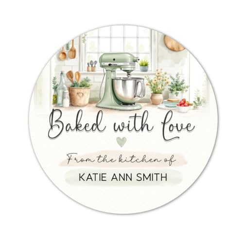 Baked with Love Stickers – Personalized Bakery...