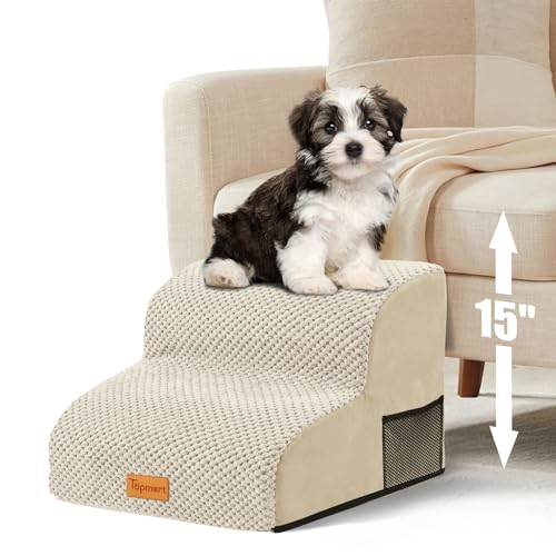 Image of Topmart High Density Foam Pet Steps 2 Tiers,11.8 inch High,Non-Slip Dog Stairs | Soft Foam Dog Ramp Ladder,Best for Injured,Older Cats,Pets with Joint Pain,Suitable for Low Sofas,Stairs,Lower Place