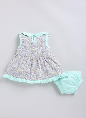 Image of Smart Baby Cotton Sleeveless Frock Set for Baby Girls | Dress with Bloomer & Headband | Soft & Comfortable Green