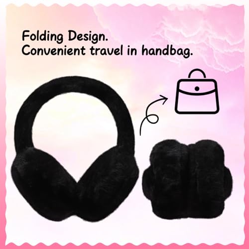 Kids Plush Earmuffs and Gloves Set Girls Boys Winter Faux Fur Ears Muffs Covers Outdoor Ear Warmers Age 7-124