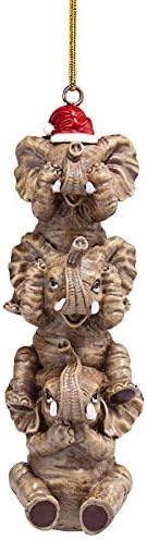 Design Toscano See, Speak, Hear No Evil Elephant Holiday Ornament
