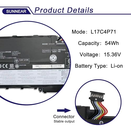 Image of L17C4P71 01AV475 SB10K97624 Laptop Battery Replacement for Lenovo ThinkPad X1 Yoga 3rd Gen Series 3520mAh L17M4P71