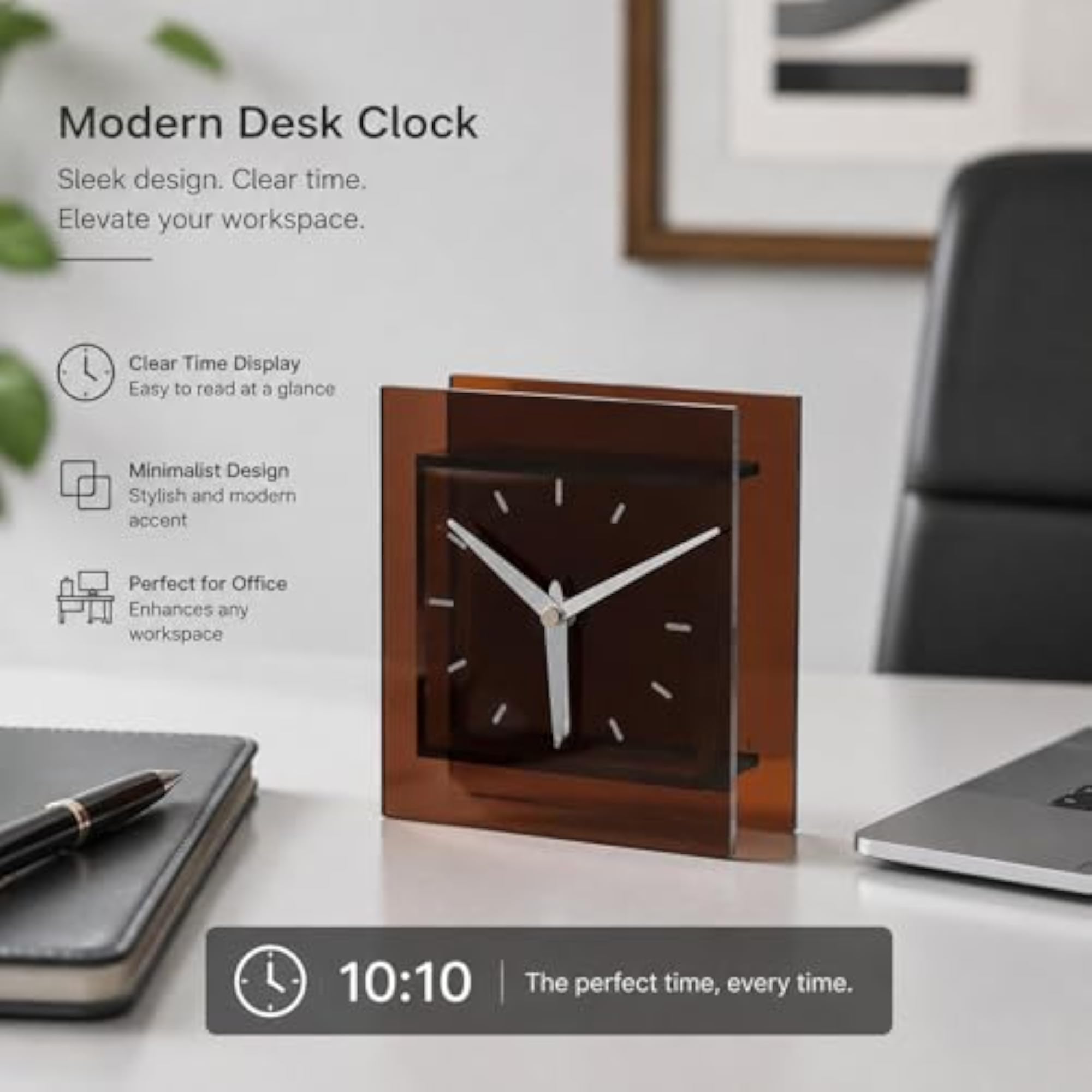 Desktop Tabletop Clock Clear
