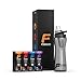 Cirkul 22oz. Plastic Water Bottle Starter Kit with Black Lid, 4 Energy Drink Mix Flavor Cartridges, Zero Calories and No Sugar (Florida Man, Send It, Blue Magic, Nocturnal)