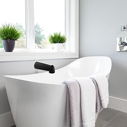 Sento Slip On Black Universal Bathroom Tub Spout With Diverter, Durable Heavy Duty Metal Bathtub Faucet With Shower Diverter - 7 Inches 1/2" Copper Pipe, Matte Black #TOP5