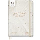 Häfft-Timer Campus Studienplaner 2026 2027 A5 - Hardcover Semesterplaner mit Magazin-Special - Uni-Kalender, Studentenplaner 'Sparkling Leaf'