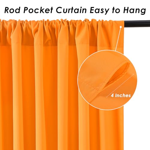 Image of Orange Backdrop Curtains 2 Panels 5ft x 8ft Polyester Photo Drapes for Backdrop Halloween Home Party Decorations