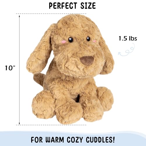 Image of Happy Fuel Goldendoodle Poodle Dog Microwavable Stuffed Animal 1.5 lb Unscented Heating Pad Plush, Soft Cozy Golden Doodle Puppy Toy for Relaxation and Comfort, Gift for Women, Girls, Adults & Kids