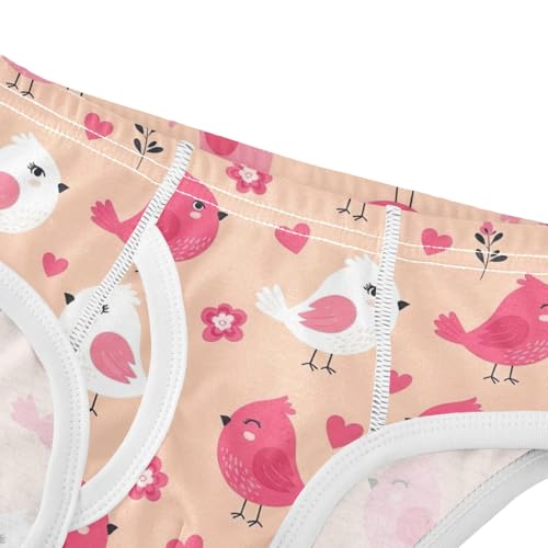 CHIFIGNO Cute Bird Heart Floral Pink Underwear for Boys Soft Cotton Briefs Toddler Boy Breathable Underwear Briefs4