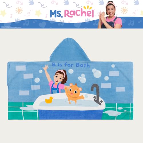 Image of Ms. Rachel Kids Super Soft Bath /Pool /Beach Soft Cotton Terry Hooded Towel Wrap, 24 in x 50 in, (Officially Licensed Product) By Franco