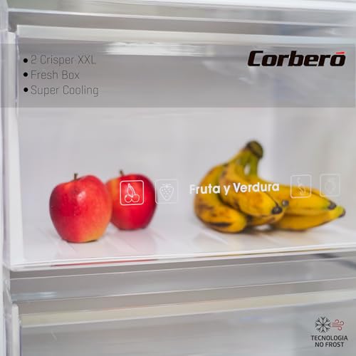 Corberó - Frigorífico 1 Puerta | CCLH18524NFX | 359L | No Frost | Display en Puerta | Luz LED | 2 Crisper XXL | Fresh Box | 4 Botelleros | Tirador Easy Open | 40 Db | Inox - imagen 2