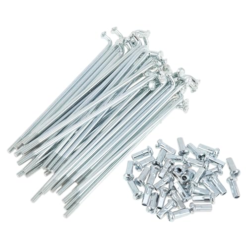 RATCHROLL 1 Set Universal Bicycle Spokes 12G 82mm Length Bike Wheel Spokes Nipple Silver Tone Carbon Steel Galvanized