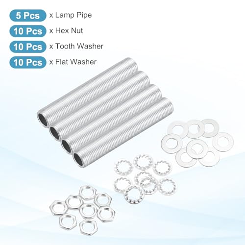 Image of MECCANIXITY 35Pcs 1.8 inch Lamp Pipe Kit with Nuts Washers 1 /8IP Thread Fasteners Assortment for Chandelier Ceiling Light Repair Assembly DIY Hardware