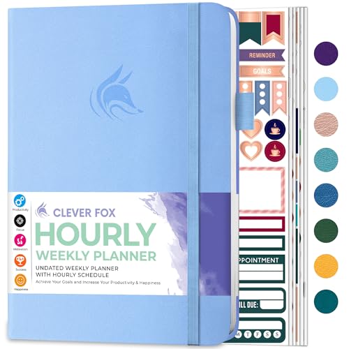 Clever Fox Planner Schedule – Undated Weekly & Monthly Life Planner with Time Slots, Appointment Book & Daily Organizer, A5 (Periwinkle) by Clever Fox - Used condition - US$16.08