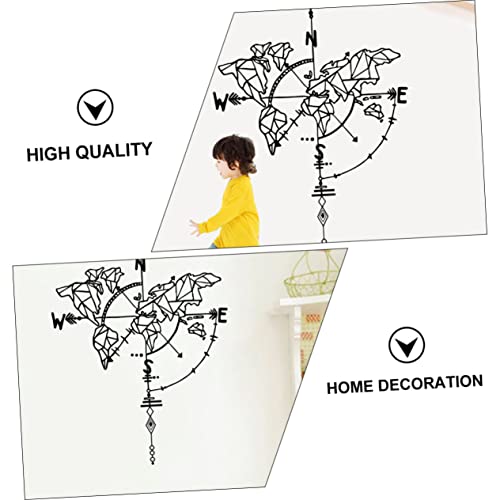 Orfofe 2Pcs Compass Wall Sticker Home Décor Wallpaper Mural Travel Decor Backdrop Wall Stickers Modern Simple Mural Stickers World Travel Map Sticker World Map Wall Sticker Wall Art Decor #TOP2