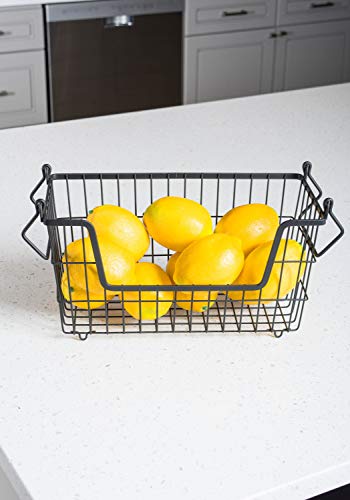 Dii Metal Wire Mesh Stackable Utility Storage Bin, Small Rectangle, 13X6X7", Black #TOP6