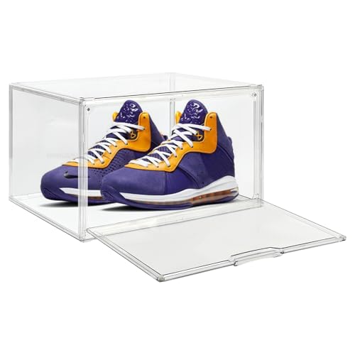 Seaniss 1 Pack Clear Acrylic Sneaker Shoe Display Case,Shoe Storage Boxes Stackable,Acrylic Boxes...