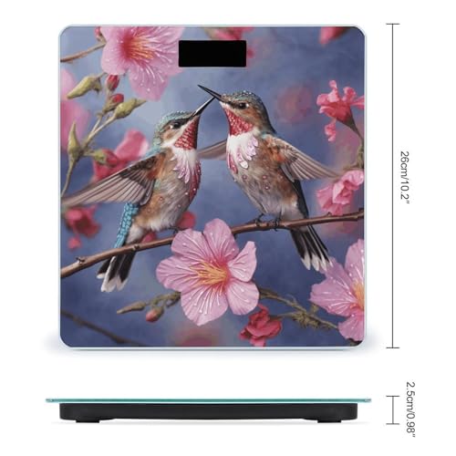 Báscula digital para baño con diseño de colibríes y capacidad 400 lb miniatura 2