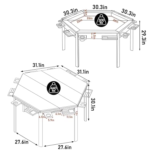 image for MUPATER Solid Wood Board Game Table with Removable Top for 6 Players, 