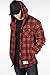 YoungLA Men’s Long Sleeve Hooded Flannel Shirt | Classic Button Up Hoodie Style | 431 Red XL