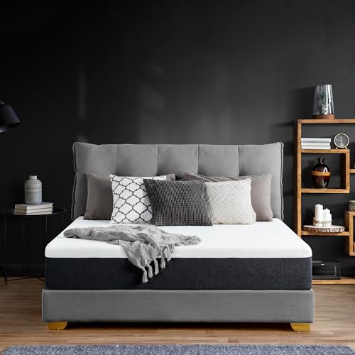 Olee Sleep 10 Inch EOS Memory Foam Mattress，Twin Size Colchón, Espuma con Memoria, Blanco, Gris, Cama Individual
