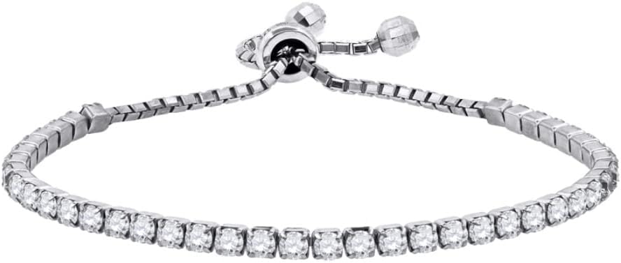 Diamond2Deal 925 Sterling Silver Cubic Zirconia Fancy Tennis Round Bracelet for Mom