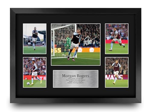 Morgan Rogers Aston Villa affichage photo signé cadre A3 premium