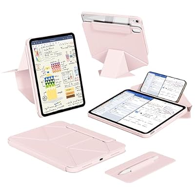 ZOPSGYU for iPad Air 11-inch (M4 2026/ M3 2025/ M2 2024), iPad Air 10.9-inch 5th 4th Generation 2022 2020 Dynamic Case, Magnetic Detachable Cover & Pencil Holder, Portrait/Landscape Stand, Pink