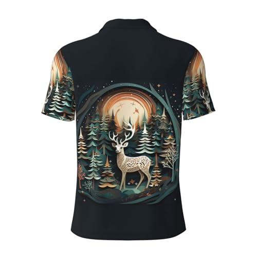 Polo cerf de Noël homme à manches courtes pour sport et bureau