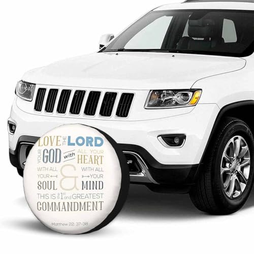 Image of Love with All Your Heart Spare Tire Cover for RV Trailer Bible Quotations Wheel Protectors Weatherproof Polyester Tire Case for All Cars SUV Camper Travel 15 inch, STC029