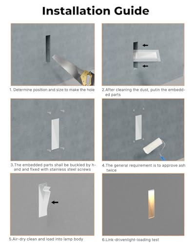 Image of SCON Recessed Step Light, 2W LED Rectangle Skirting Wall Light 3000K Warm White, Invisible Stair Lights Indoor, Recessed Wall Night Light, Trimless Design for Hallway, Stairway, Bedroom 8-Pack
