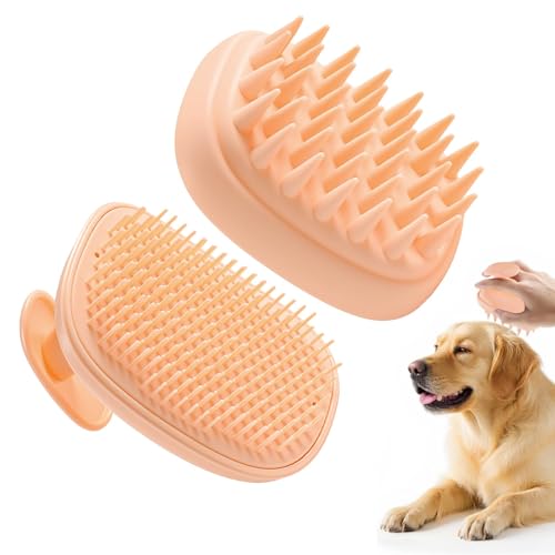 Spazzola da Bagno per Cani e Gatti, Spazzola Bagno Cane Gatto, 2 In 1 Staccabile per Animali Domestici a Pelo Lungo e Corto (Rosa)