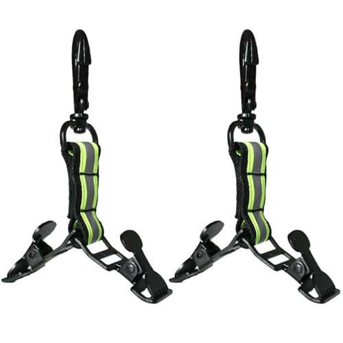 MELOTOUGH Firefighter Glove Strap Work Glove Holder Clip with 2 Alligator Clip Easy Hold All Your Glove,Reflective Hi-Vis Lime for Quick Access (2 PK)