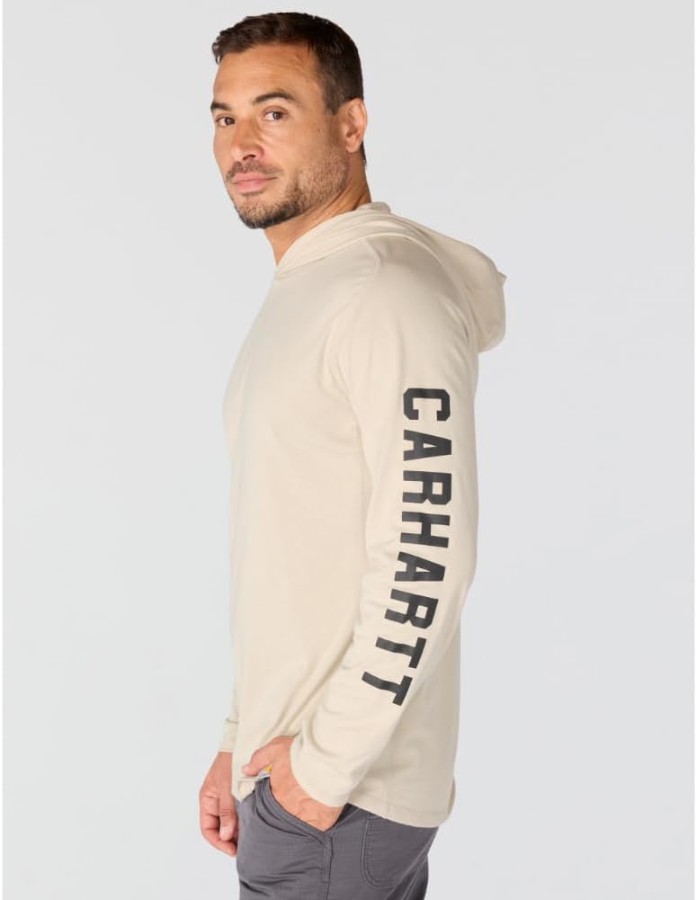 Carhartt Men's Force Relaxed Fit Midweight Long-Sleeve Logo Graphic Hooded T-Shirt - Image 2