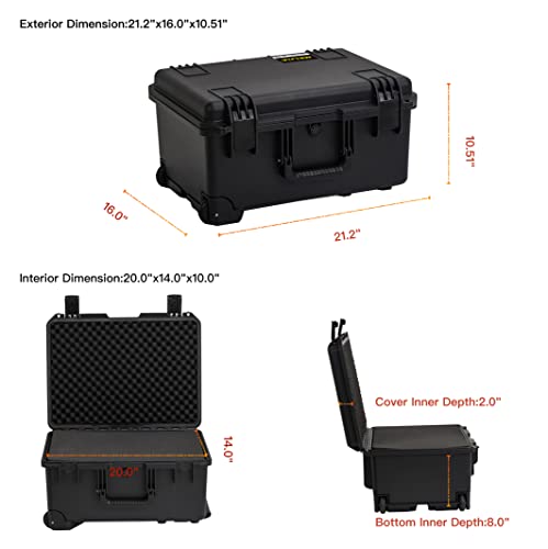 Maleta rígida impermeable para cámaras con ruedas 21.2x16x10.51" miniatura 6