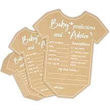 G2PLUS 50PCS Baby Advice Cards, Onesie Baby Shower Predictions and Advice Cards for Parents To Be, Wishes Card for New Parents, Gender Reveal Girls Boys Game Party Decorations5.2x6in, Kraft, White