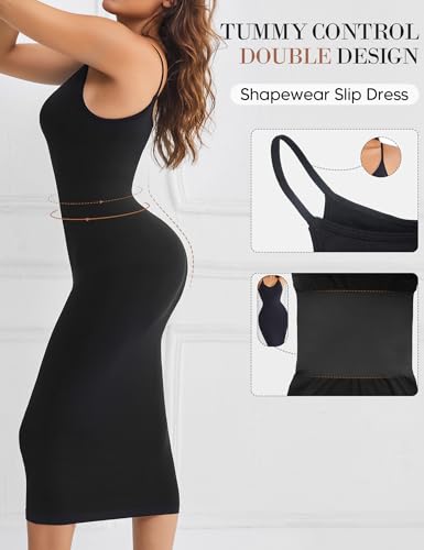 Full Slip for Under Dresses Summer Bodycon Dress for Women Sleeveless Casual Party Shapewear Slip Midi Body Shaper Dress3