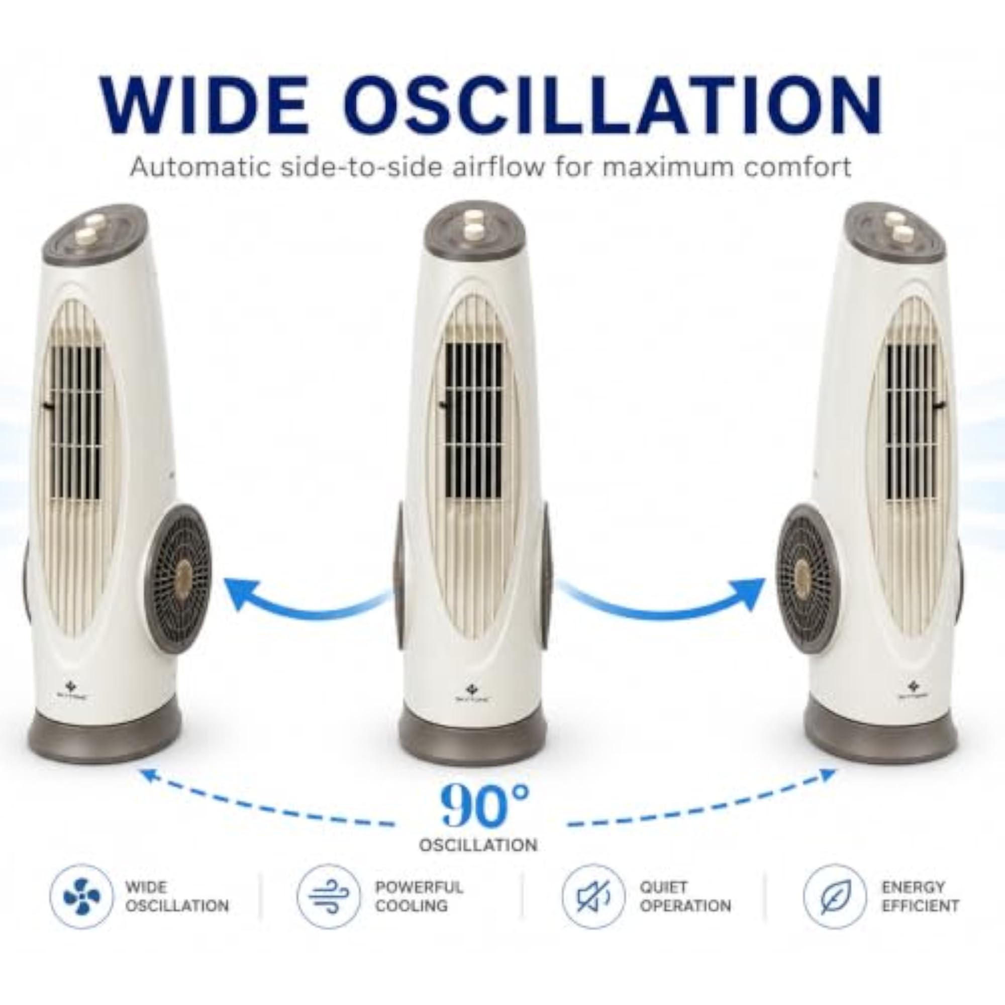 Bladeless Tower Fan with 90° Oscillation & Aromatherapy