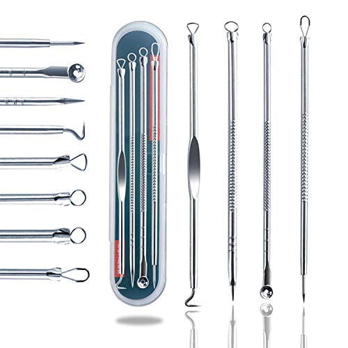 Blackhead Remover Pimple Comedone Extractor Tool Best Acne Removal Kit - Treatment for Blemish, Whitehead Popping, Zit Removing for Risk Free Nose Face Skin with Case (Sliver)