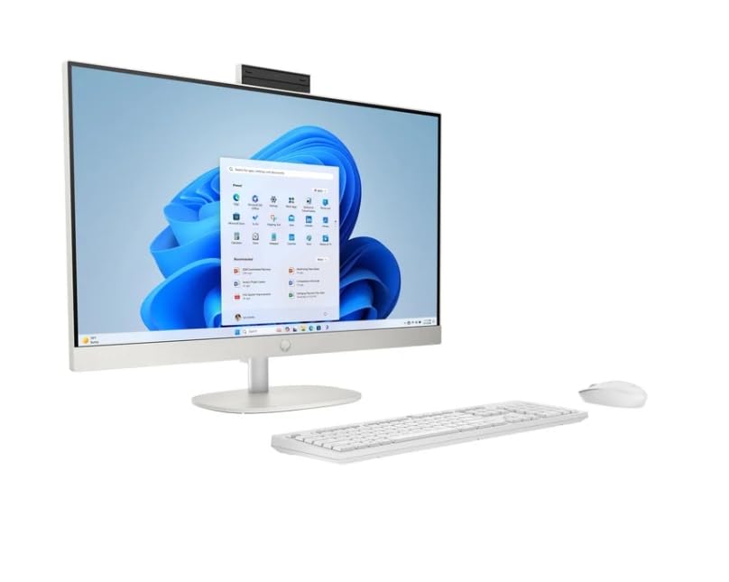 Image of HP 27 All-in-One Desktop Pc, 27'' Touchscreen FHD IPS Display, Intel Ultra 7 255U (12 Cores), Intel AI Boost (12 NPU Tops), 32GB DDR5 RAM, 2TB SSD, Windows 11Pro, Wireless Keyboard & Mouse, WiFi 6