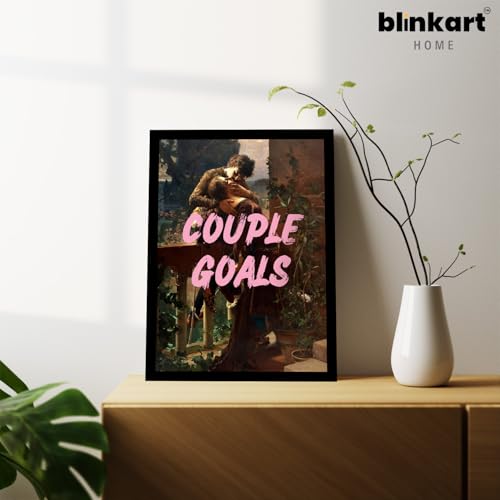 Image of BLINKART Framed Photo - Couple Goals | Altered Art Theme | Motivational & Inspirational Wall Art Poster for Home, Bedroom, Living Room, Office, Hotel & Gifting - 12x8 Inch