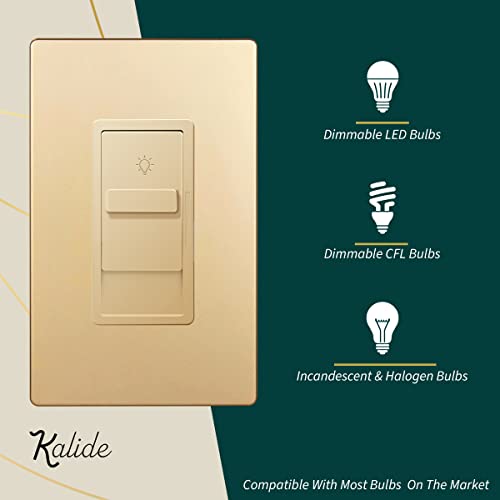 Topgreener Digital Dimmer Light Switch For 200W Dimmable Led/Cfl Lights, Single Pole Led Slide Dimmer Switch, Neutral Wire Not Required, Ul Listed, Tgds1-Gd, Gold,1 Pack #TOP2