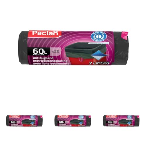 Paclan Sacos con cordón (25 x 60 L), diseño de ángel, color verde y gris (Paquete de 4)